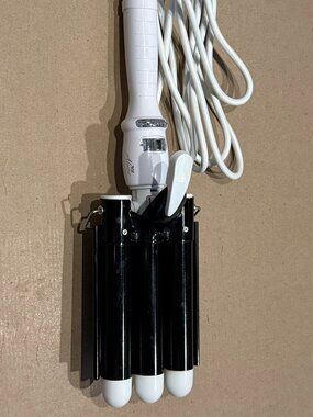 Alure Triple Barrel Hair Waver Crimper Black White Beach Waves Styling Tool